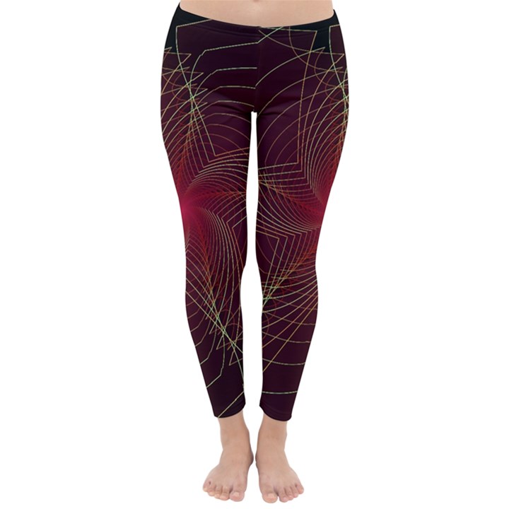 Fractal Red Star Isolated On Black Background Classic Winter Leggings