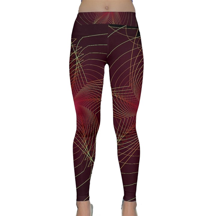 Fractal Red Star Isolated On Black Background Classic Yoga Leggings