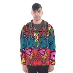 Digitally Created Abstract Patchwork Collage Pattern Hooded Wind Breaker (men) by Amaryn4rt