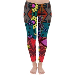 Digitally Created Abstract Patchwork Collage Pattern Classic Winter Leggings by Amaryn4rt