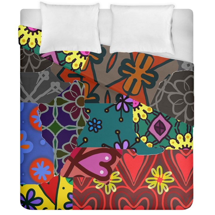 Digitally Created Abstract Patchwork Collage Pattern Duvet Cover Double Side (California King Size)