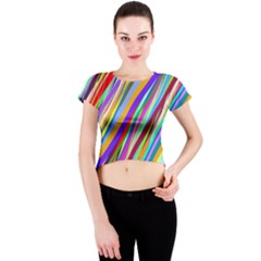 Multi Color Tangled Ribbons Background Wallpaper Crew Neck Crop Top by Amaryn4rt