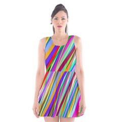 Multi Color Tangled Ribbons Background Wallpaper Scoop Neck Skater Dress by Amaryn4rt