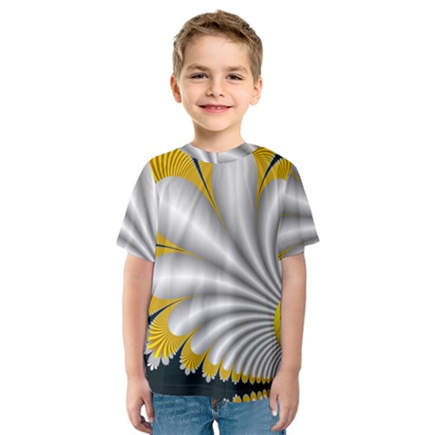 Fractal Gold Palm Tree On Black Background Kids  Sport Mesh Tee by Amaryn4rt