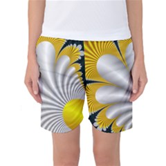 Fractal Gold Palm Tree On Black Background Women s Basketball Shorts by Amaryn4rt