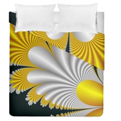 Fractal Gold Palm Tree On Black Background Duvet Cover Double Side (queen Size) by Amaryn4rt