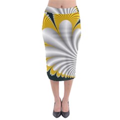 Fractal Gold Palm Tree On Black Background Midi Pencil Skirt by Amaryn4rt