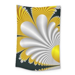 Fractal Gold Palm Tree On Black Background Small Tapestry by Amaryn4rt