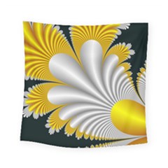 Fractal Gold Palm Tree On Black Background Square Tapestry (small) by Amaryn4rt