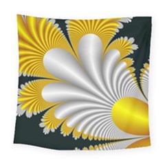 Fractal Gold Palm Tree On Black Background Square Tapestry (large) by Amaryn4rt