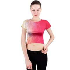 Abstract Red And Gold Ink Blot Gradient Crew Neck Crop Top by Amaryn4rt