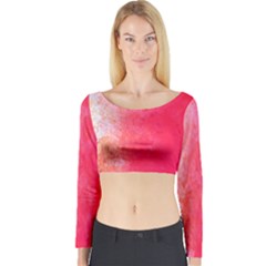 Abstract Red And Gold Ink Blot Gradient Long Sleeve Crop Top by Amaryn4rt