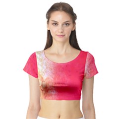 Abstract Red And Gold Ink Blot Gradient Short Sleeve Crop Top (tight Fit) by Amaryn4rt