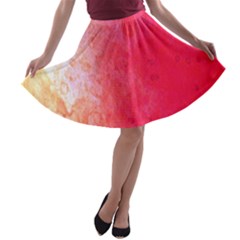 Abstract Red And Gold Ink Blot Gradient A-line Skater Skirt by Amaryn4rt