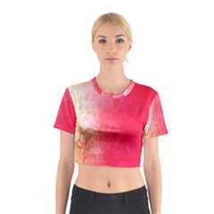 Abstract Red And Gold Ink Blot Gradient Cotton Crop Top by Amaryn4rt