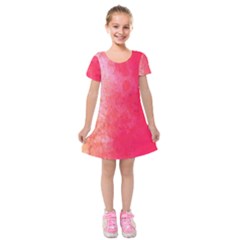 Abstract Red And Gold Ink Blot Gradient Kids  Short Sleeve Velvet Dress by Amaryn4rt