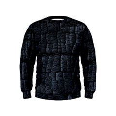 Black Burnt Wood Texture Kids  Sweatshirt by Amaryn4rt