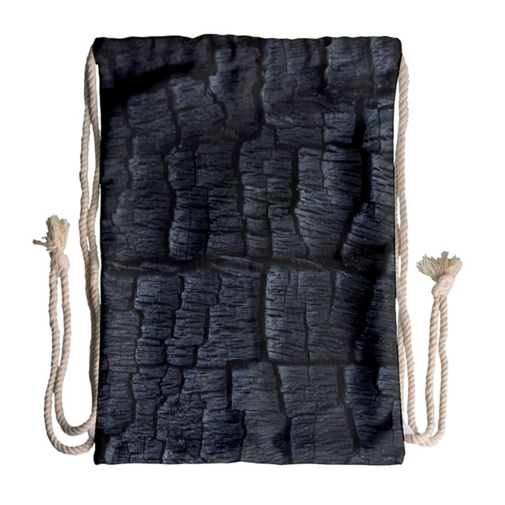 Black Burnt Wood Texture Drawstring Bag (Large)