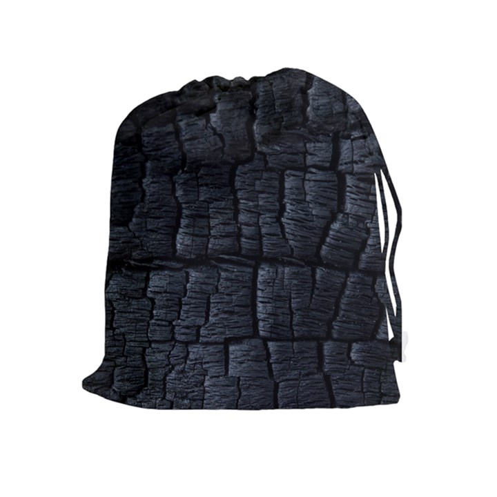 Black Burnt Wood Texture Drawstring Pouches (Extra Large)