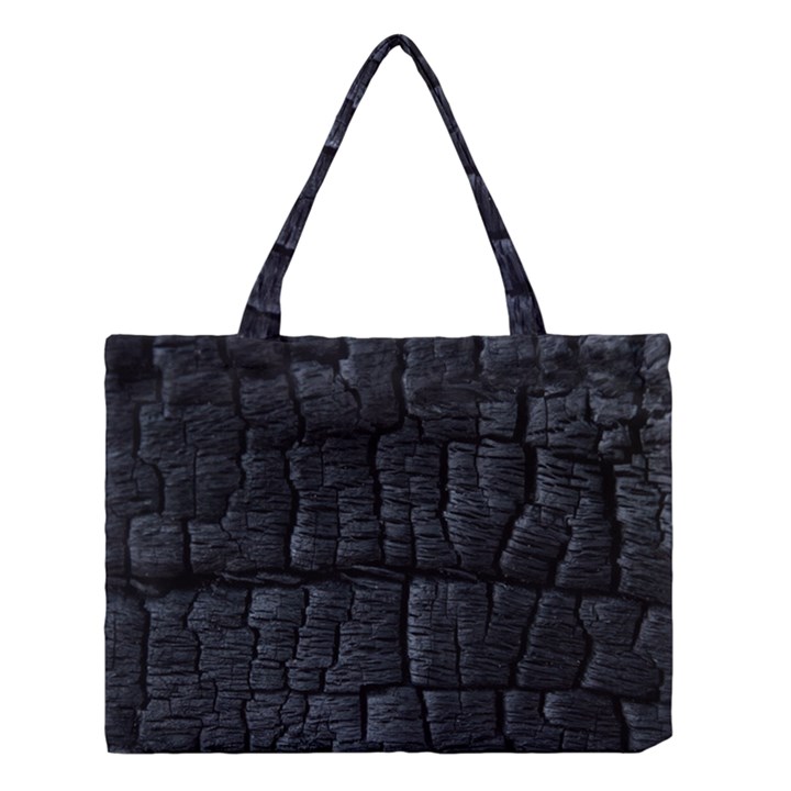 Black Burnt Wood Texture Medium Tote Bag