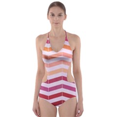 Abstract Vintage Lines Cut-out One Piece Swimsuit by Amaryn4rt