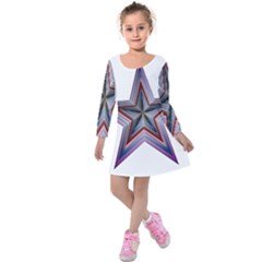 Star Abstract Geometric Art Kids  Long Sleeve Velvet Dress by Amaryn4rt