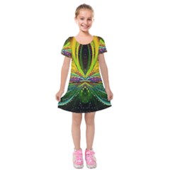 Future Abstract Desktop Wallpaper Kids  Short Sleeve Velvet Dress by Amaryn4rt