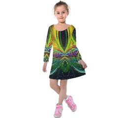 Future Abstract Desktop Wallpaper Kids  Long Sleeve Velvet Dress by Amaryn4rt