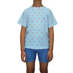 Spaceship Cartoon Pattern Drawing Kids  Short Sleeve Swimwear by dflcprintsclothing