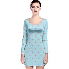 Spaceship Cartoon Pattern Drawing Long Sleeve Velvet Bodycon Dress