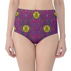 Colors And Wonderful Sun  Flowers High-waist Bikini Bottoms by pepitasart