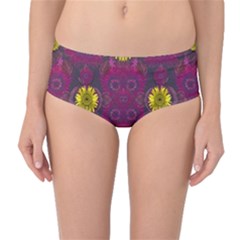 Colors And Wonderful Sun  Flowers Mid-waist Bikini Bottoms by pepitasart