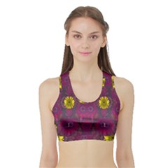 Colors And Wonderful Sun  Flowers Sports Bra With Border by pepitasart