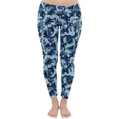 Navy Camouflage Classic Winter Leggings by sifis