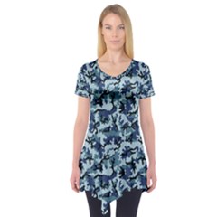 Navy Camouflage Short Sleeve Tunic  by sifis