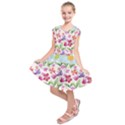 Watercolor flowers and butterflies pattern Kids  Short Sleeve Dress View1