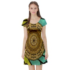 Kaleidoscope Dream Illusion Short Sleeve Skater Dress by Amaryn4rt