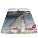 Watercolour Lighthouse Rainbow Fitted Sheet (King Size) View1