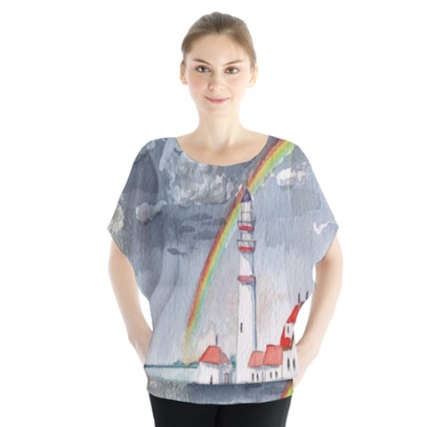 Watercolour Lighthouse Rainbow Blouse by Amaryn4rt