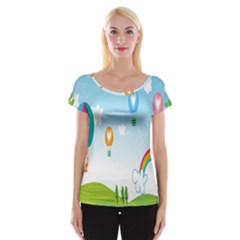 Landscape Sky Rainbow Garden Women s Cap Sleeve Top by Amaryn4rt