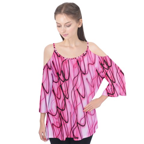 An Unusual Background Photo Of Black Swirls On Pink And Magenta Flutter Tees by Amaryn4rt