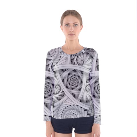 Fractal Wallpaper Black N White Chaos Women s Long Sleeve Tee by Amaryn4rt