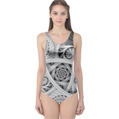 Fractal Wallpaper Black N White Chaos One Piece Swimsuit by Amaryn4rt