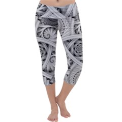 Fractal Wallpaper Black N White Chaos Capri Yoga Leggings by Amaryn4rt