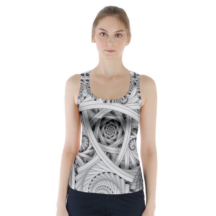 Fractal Wallpaper Black N White Chaos Racer Back Sports Top