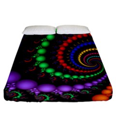 Fractal Background With High Quality Spiral Of Balls On Black Fitted Sheet (california King Size) by Amaryn4rt