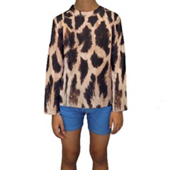 Yellow And Brown Spots On Giraffe Skin Texture Kids  Long Sleeve Swimwear by Amaryn4rt