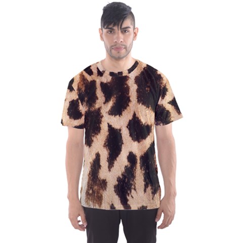 Yellow And Brown Spots On Giraffe Skin Texture Men s Sport Mesh Tee by Amaryn4rt