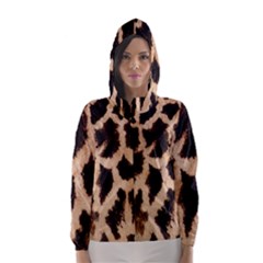 Yellow And Brown Spots On Giraffe Skin Texture Hooded Wind Breaker (women) by Amaryn4rt