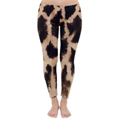 Yellow And Brown Spots On Giraffe Skin Texture Classic Winter Leggings by Amaryn4rt